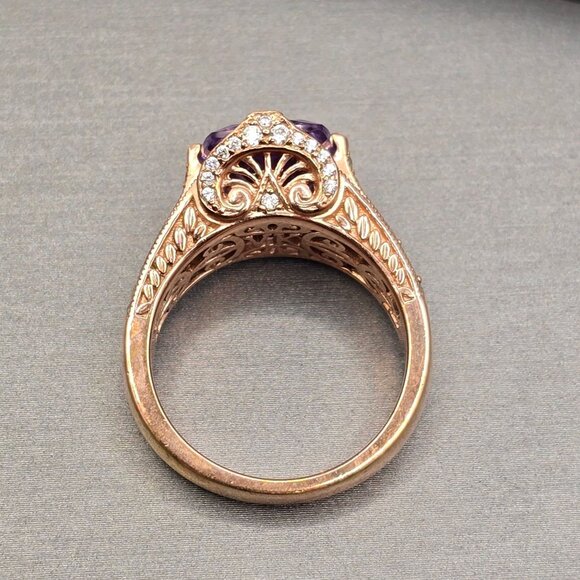 Vanna K Bella Luce Lavender Cushion Cut Ring 18k Rose Gold Over Silver Size 8 - Picture 4 of 13